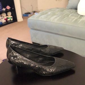 Black sequin heels